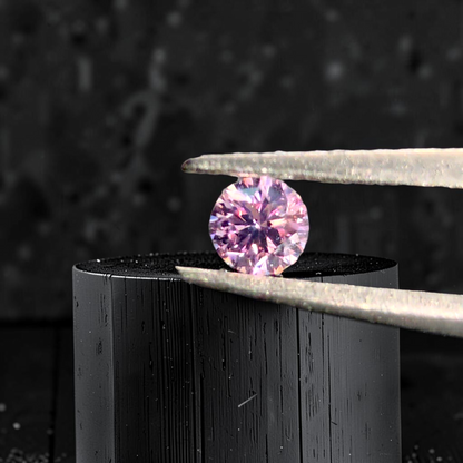 CGL Certified Natural 0.082 cts. Fancy Intense Purplish Pink VVS1 Round Brilliant Diamond Loose Stone - LS77