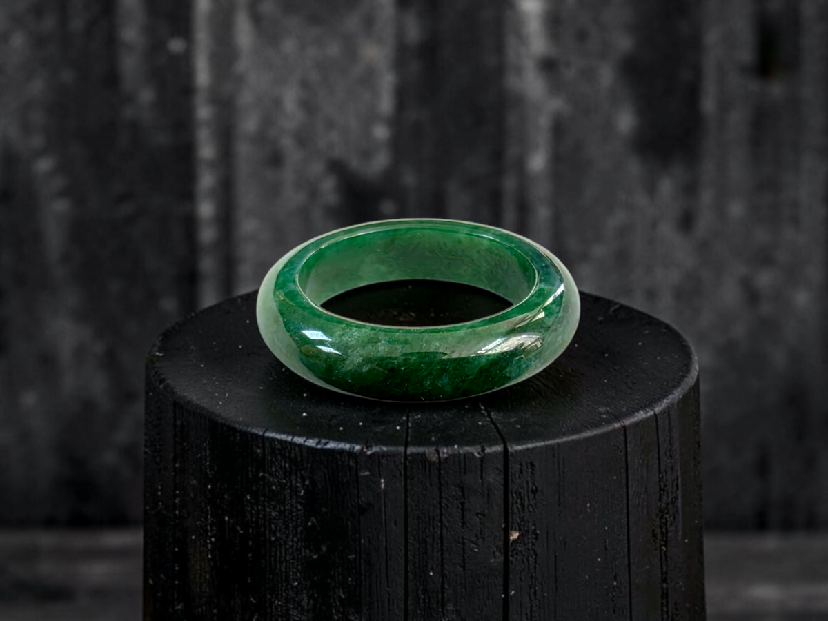 Master's Burmese Icy Deep Apple Green A-Jadeite Infinity Band Ring Size US 9 - 09032 - Certified