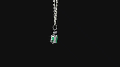 Kariya Certified 1.33 cts. Vivid Green Columbian Emerald Charm Pendant with 18K White Gold and White Diamonds - V2