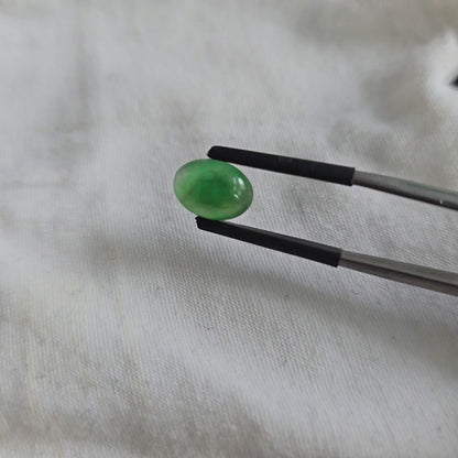 Certified MADE IN JAPAN 3.22 cts. Bright Green Burmese A-Jadeite Oval Cabochon Loose Stone LS24