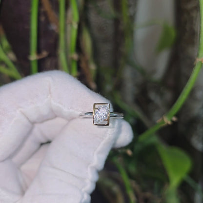 Yatomi Natural Marquise Diamonds (0.58 cts.) D VS1 Statement Ring (with 18K White and Yellow Gold) - Certified - Size US 5.5