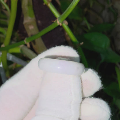 Burmese White A-Jade Infinity Band Ring - Size US 9 - V11