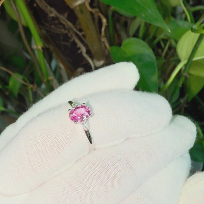 Yuzawa 1.02 cts. No Heat Natural Padparadscha Sapphire Ring (with 18K White Gold and Natural White Diamonds) Size US 8  - R21
