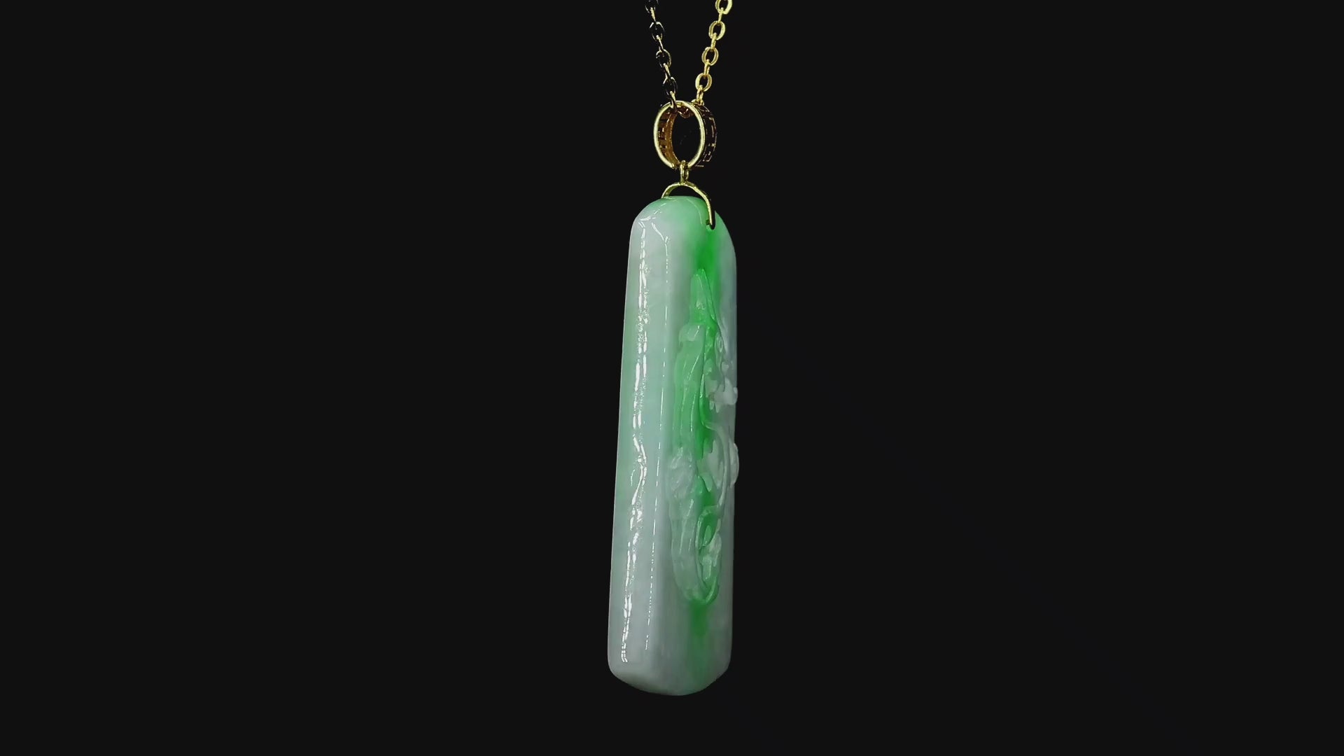 Dragon of Enoshima Burmese A-Jade Pendant (with 18K Yellow Gold