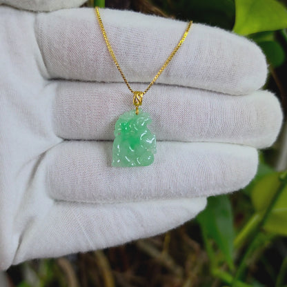 Takahama Prancing Horse Burmese A-Jadeite Charm Pendant (with 18K Yellow Gold)- Certified