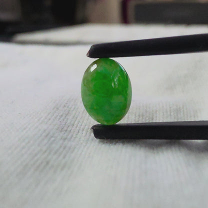Certified MADE IN JAPAN 1.576 cts. Apple Green Burmese A-Jadeite Oval Cabochon Loose Stone LS90