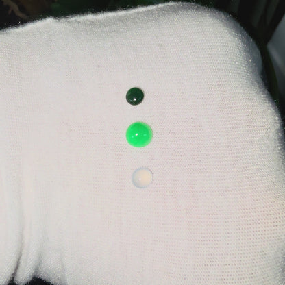 Certified 1.79 cts. Three Stone Burmese A-Jadeite Round Cabochon Calibrated Loose Stones Jewelry Set JS003