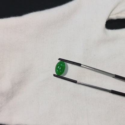Certified MADE IN JAPAN 3.95 cts. Intense Imperial Green Burmese A-Jadeite Oval Cabochon Loose Stone LS41