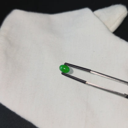 Certified MADE IN JAPAN 1.20 cts. Intense Bright Imperial Green Burmese A-Jadeite Oval Cabochon Loose Stone LS33