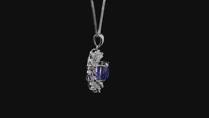 Teramo (4.94 cts.) Tanzanite and Natural Diamonds Pendant (with 18K White Gold)  - P3045