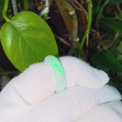 Burmese Green A-Jade Infinity Band Ring - Size US 6.5 - V9