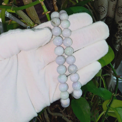 Winter Lavender Burmese A-Jade Beaded Long Necklace - 20.90 inches (11-12mm Each x 49 Beads) with Sterling Silver 925 - 10019