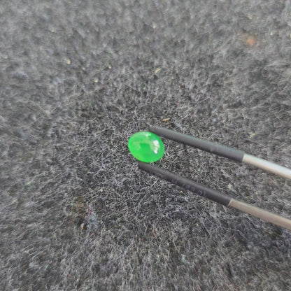 Certified MADE IN JAPAN 1.16 cts. Bright Green Burmese A-Jadeite Oval Cabochon Loose Stone LS21