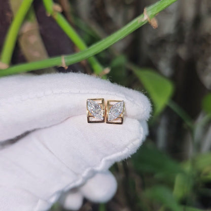Yatomi Natural Marquise Diamonds (0.80 cts.) D/E SI1 Stud Earrings (with 18K Yellow Gold) - Certified