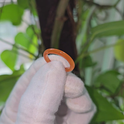 Masters Burmese Orange-Red A-Jadeite Infinity Band Ring Size US 6.5 09023 - Certified