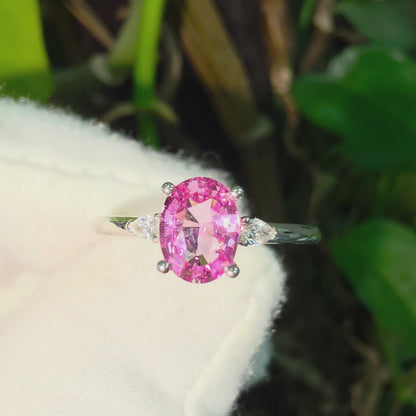 Yuzawa 1.02 cts. No Heat Natural Padparadscha Sapphire Ring (with 18K White Gold and Natural White Diamonds) Size US 8  - R21