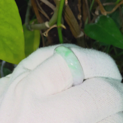 Burmese Green A-Jade Infinity Band Ring - Size US 10.5 - V7