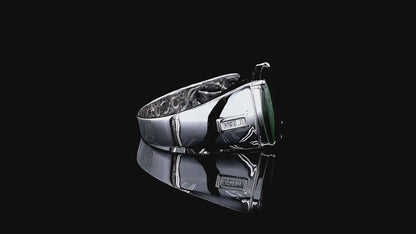 Odate MADE IN JAPAN Certified Vivid-Imperial Intense Green Burmese A-Jadeite Men's Ring (with 18K White Gold and Diamonds) Size US 9.5 - R24