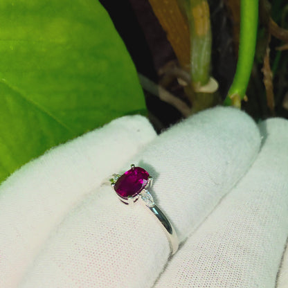 Tahara 1.00 cts. Natural Pigeons Blood Vivid Red Ruby Ring (with 18K White Gold and Natural White Diamonds) Size US 8  - R22