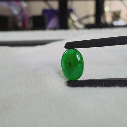 Certified MADE IN JAPAN 1.004 cts. Bright Vivid Green Burmese A-Jadeite Oval Cabochon Loose Stone LS93