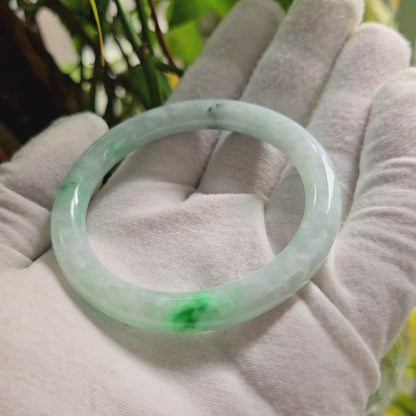 Earth's (MADE IN JAPAN) Burmese Green A-Jade Round Bangle Bracelet - Certified 08833