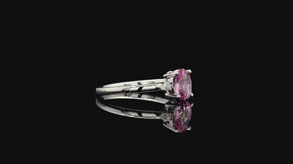Yuzawa 1.02 cts. No Heat Natural Padparadscha Sapphire Ring (with 18K White Gold and Natural White Diamonds) Size US 8  - R21