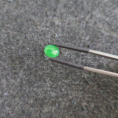 Certified MADE IN JAPAN 1.05 cts. Bright Green Burmese A-Jadeite Oval Cabochon Loose Stone LS22