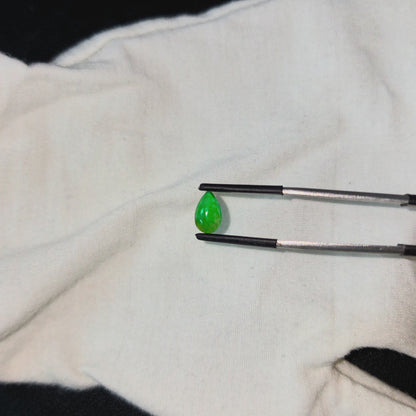 Certified MADE IN JAPAN 1.792 cts. Bright Vivid Imperial Green Burmese A-Jadeite Pear Cabochon Loose Stone LS46