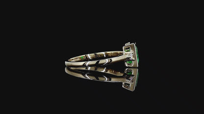 Toyokawa Certified 0.73cts. Green Columbian Emerald Ring with 18K Yellow Gold and White Diamonds Size US 6.5  - R17