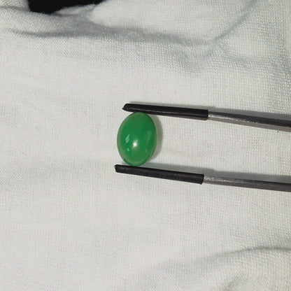 Certified MADE IN JAPAN 4.42 cts. Green Burmese A-Jadeite Oval Cabochon Loose Stone LS67