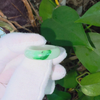 Master's Burmese Icy Green A-Jadeite Infinity Band Ring Size US 7.5 - 09029 - Certified