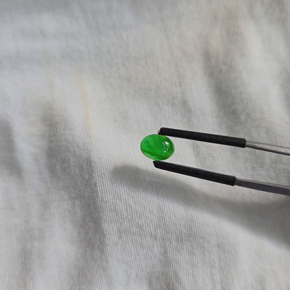 Certified MADE IN JAPAN 1.175 cts. Bright Imperial Green Burmese A-Jadeite Oval Cabochon Loose Stone LS28