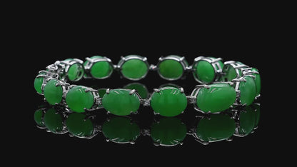 Hibiya (MADE IN JAPAN) Burmese A-Jadeite Bracelet (with 18K White Gold and White Diamonds) - Certified