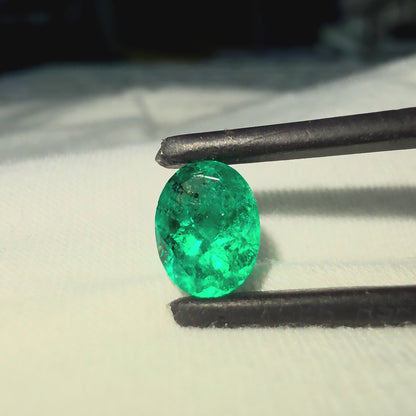 GIA Certified 1.25 cts. Moderate Oil Vivid Muzo Green (Columbia) Emerald Oval Shape Loose Stone LS81