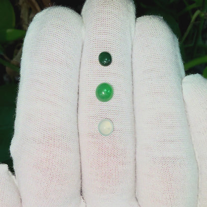 Certified 2.57 cts. Three Stone Burmese A-Jadeite Oval Cabochon Calibrated Loose Stones Jewelry Set JS004