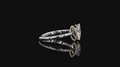 Yatomi Natural Marquise Diamonds (0.58 cts.) D VS1 Statement Ring (with 18K White and Yellow Gold) - Certified - Size US 5.5