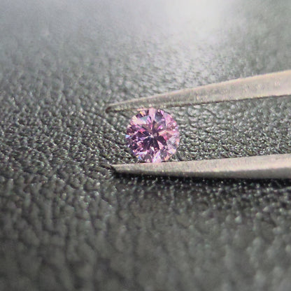 CGL Certified Natural 0.082 cts. Fancy Intense Purplish Pink VVS1 Round Brilliant Diamond Loose Stone - LS77