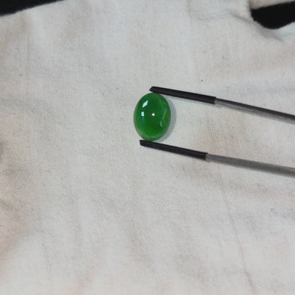 Certified MADE IN JAPAN 4.80 cts. Green Burmese A-Jadeite Oval Cabochon Loose Stone LS34