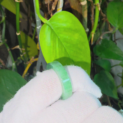 Master's Burmese Green A-Jadeite Infinity Band Ring Size US 9 - 09026 - Certified