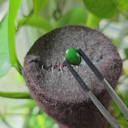Certified MADE IN JAPAN 1.75 cts. Deep Green Burmese A-Jadeite Oval Cabochon Loose Stone LS20