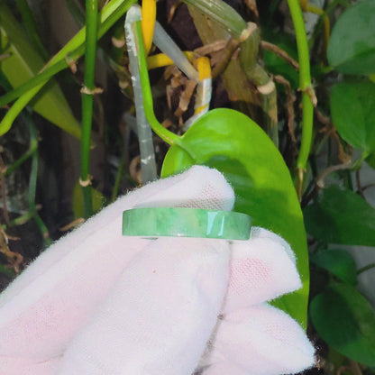 Master's Burmese Green A-Jadeite Infinity Band Ring Size US 9 - 09026 - Certified