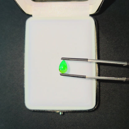 Certified MADE IN JAPAN 1.792 cts. Bright Vivid Imperial Green Burmese A-Jadeite Pear Cabochon Loose Stone LS46
