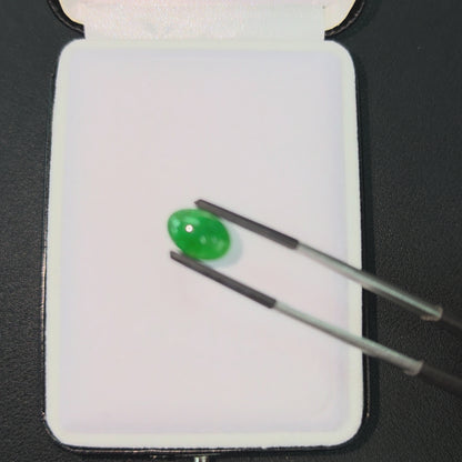 Certified MADE IN JAPAN 3.95 cts. Intense Imperial Green Burmese A-Jadeite Oval Cabochon Loose Stone LS41