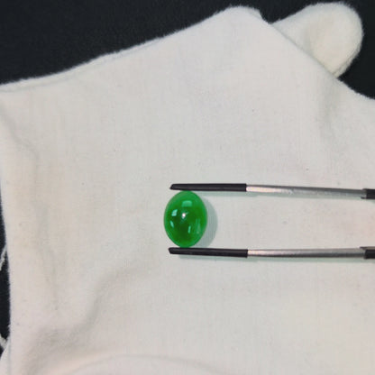 Certified MADE IN JAPAN 6.19 cts. Intense Imperial Green Burmese A-Jadeite Oval Cabochon Loose Stone LS45