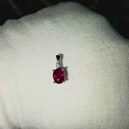 Semboku 1.00 cts. Natural Pigeons Blood Vivid Red Ruby Drop Pendant (with 18K White Gold and Natural White Diamonds)