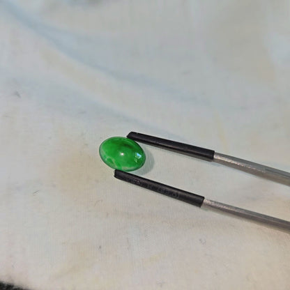 Certified MADE IN JAPAN 2.192 cts. Bright Imperial Green Burmese A-Jadeite Oval Cabochon Loose Stone LS30