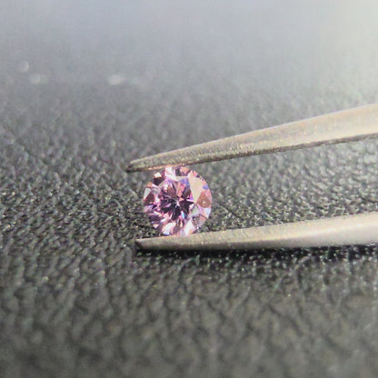 CGL Certified Natural 0.082 cts. Fancy Intense Purplish Pink VVS1 Round Brilliant Diamond Loose Stone - LS77