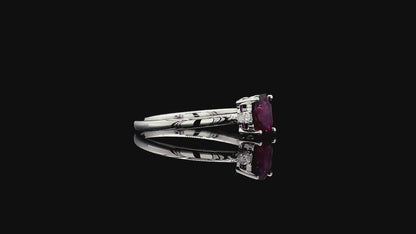 Tahara 1.00 cts. Natural Pigeons Blood Vivid Red Ruby Ring (with 18K White Gold and Natural White Diamonds) Size US 8  - R22