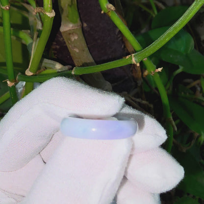 Burmese Lavender and Green A-Jade Infinity Band Ring - Size US 9.5 - V12
