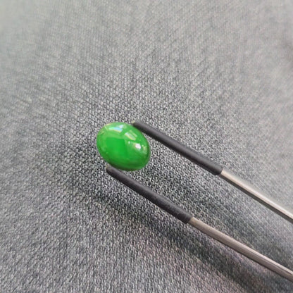 Certified MADE IN JAPAN 3.09 cts. Bright Green Burmese A-Jadeite Oval Cabochon Loose Stone LS18